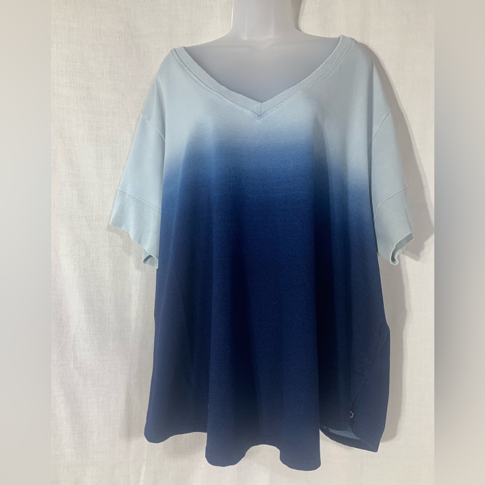 Jane +Delancy die  Blue short sleeve Women's Top Size 1X